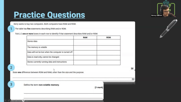 RAM and ROM exam practice questions